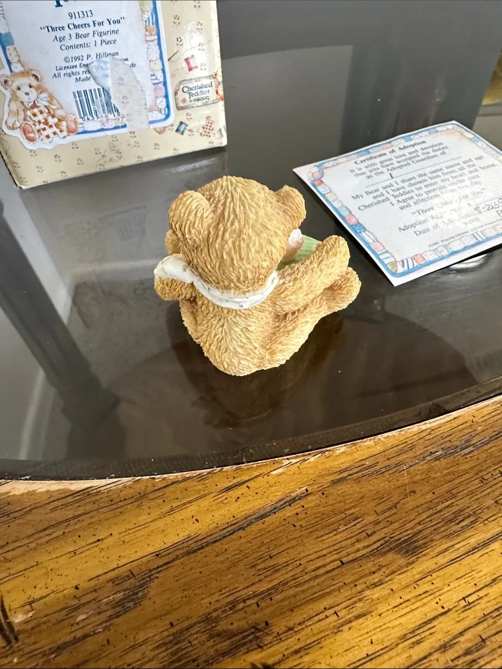 Cherished Teddies Yellow Bear with Green Chair Figurine